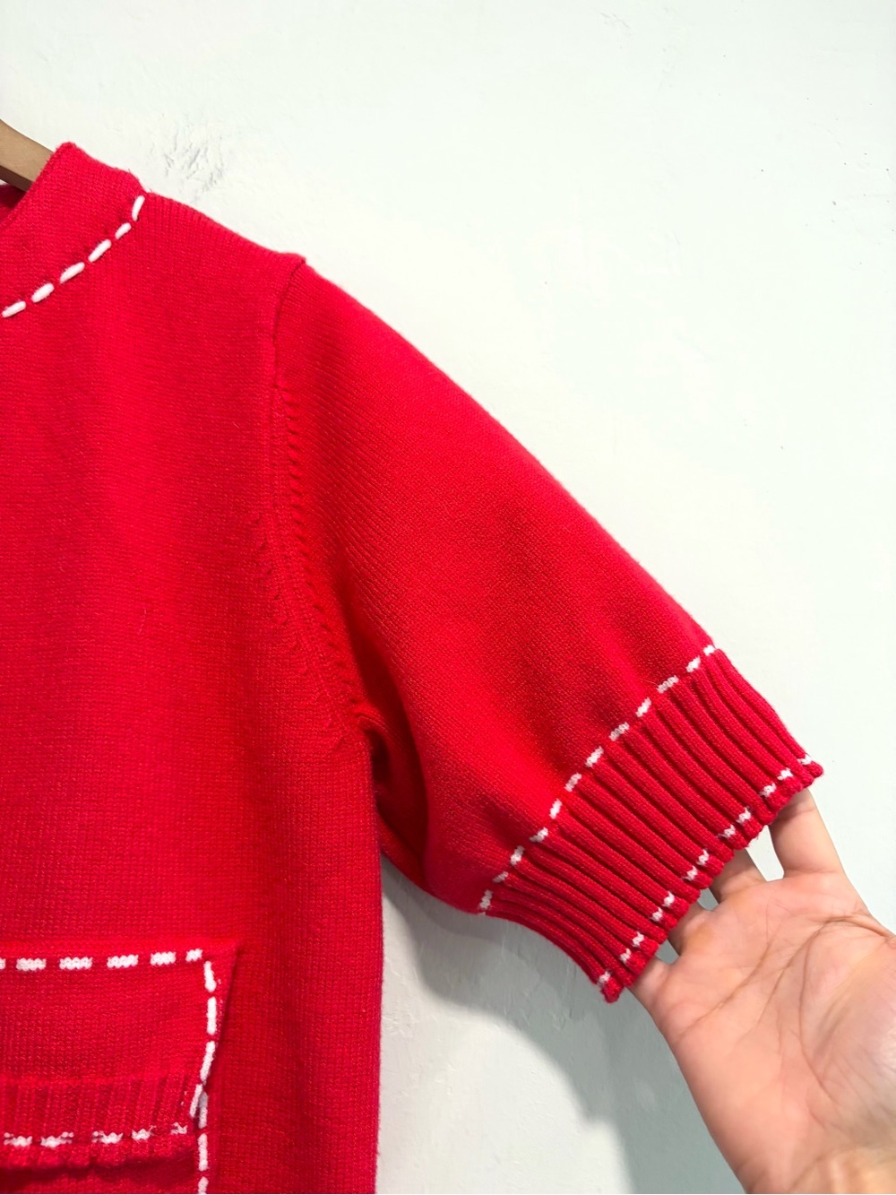 THML Short Sleeve Stitched Button Front Chunky Knit Cardigan - Picture 3 of 12